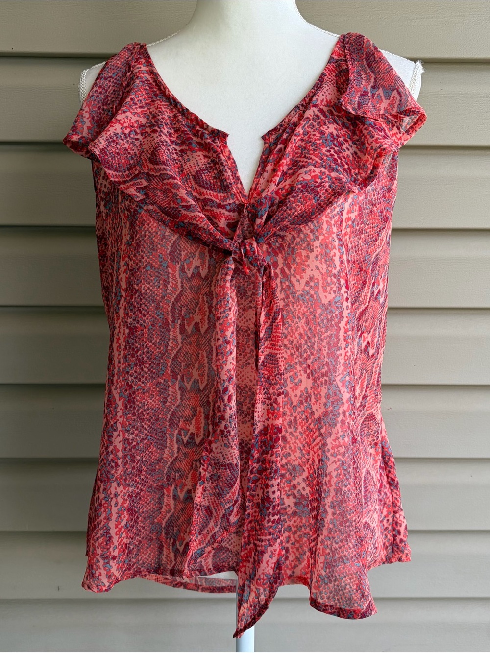 •SW3 Bespoke• 100% Silk Abstract Snakeskin Print Airy Blouse - Size Small